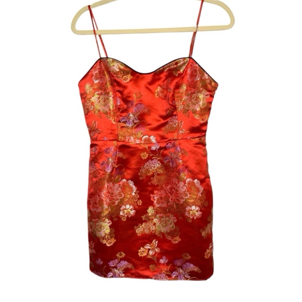 Privacy Please Mini Dress Silky Floral Asian Inspired Cocktail Party Colorful